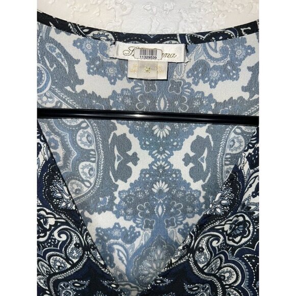 Shoshanna Floral Paisley Boho Tie Blouse Rent The Runway Medium Blue Blk. X1 - Picture 3 of 8